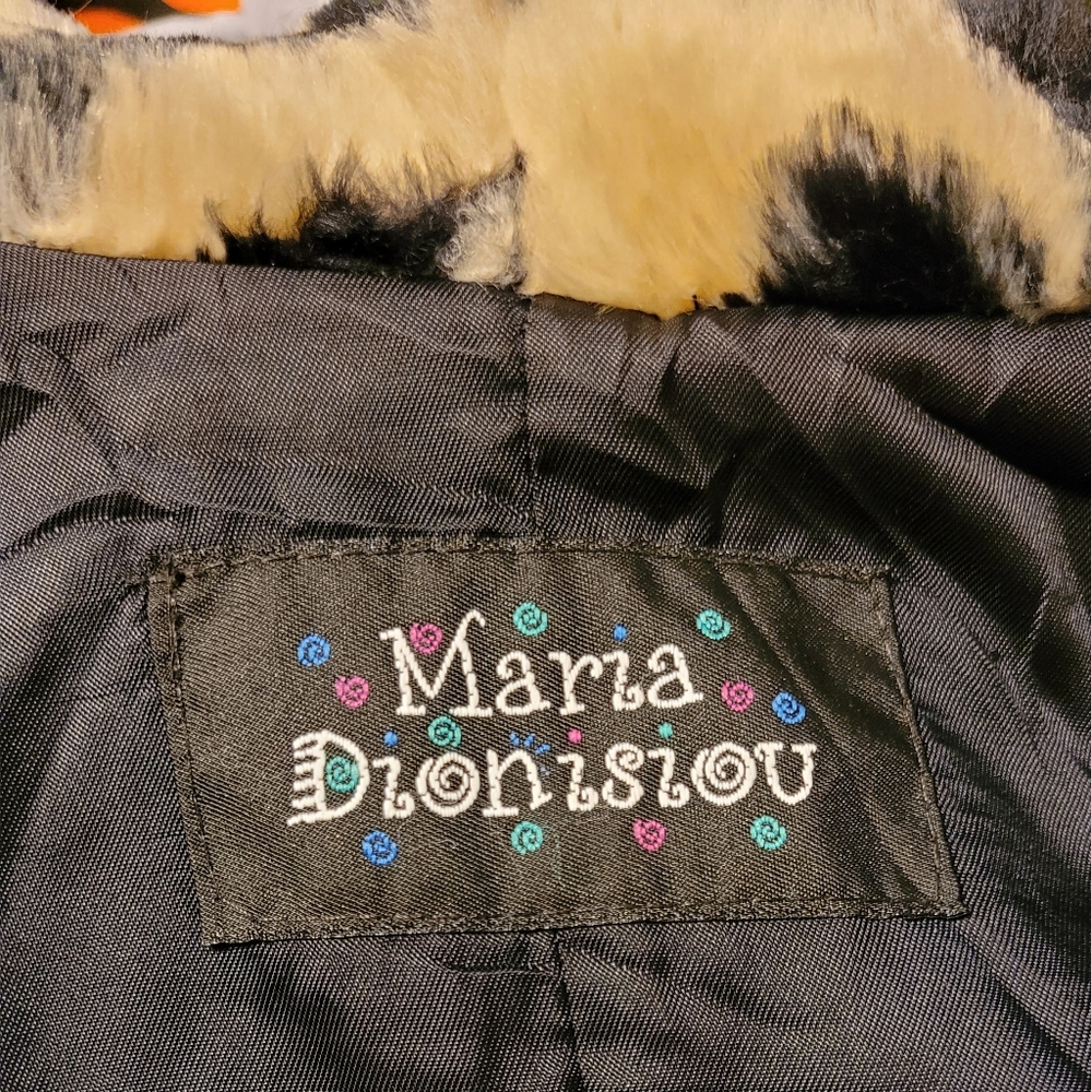 1980's Vintage Maria Dionisiou Teddy Coat With Tiger Print View 4